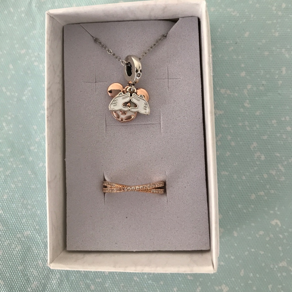 Mickey peak a boo with rose gold ring size 6